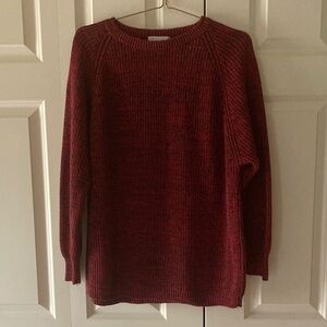 Justin Reed  crew neck mens knit raglan sweater XL red black cozy fireside fall